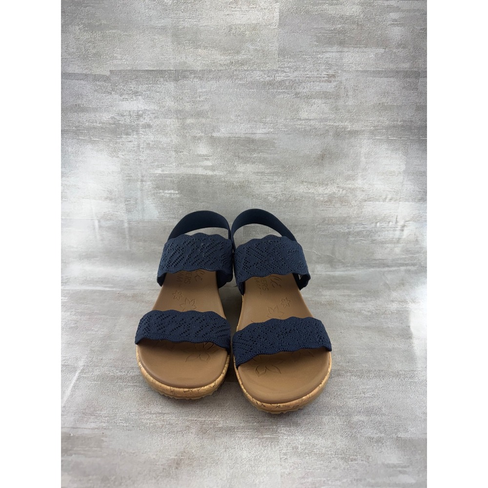 Skechers Cali Beverlee Tiger Posse Navy Blue Wedge Sandals 119591 Women Sz 7